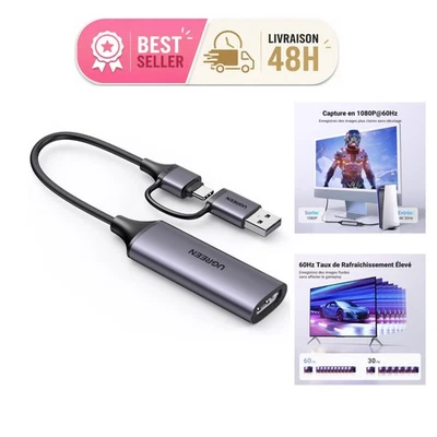 UGREEN Carte de Capture Vidéo HDMI 4K 1080P 60FPS USB C Compatible PS5 - Photo 1/4