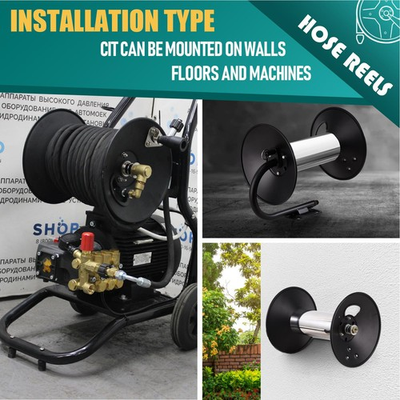 #ad High Pressure Washer Hose Reel 100ft Heavy Duty Steel Hose Reel Manual Crank $77.07