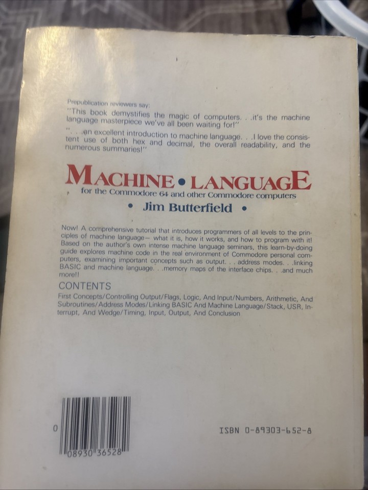 Machine Language for the Commodore 64 Jim Butterfield Vintage 1984 1st ...