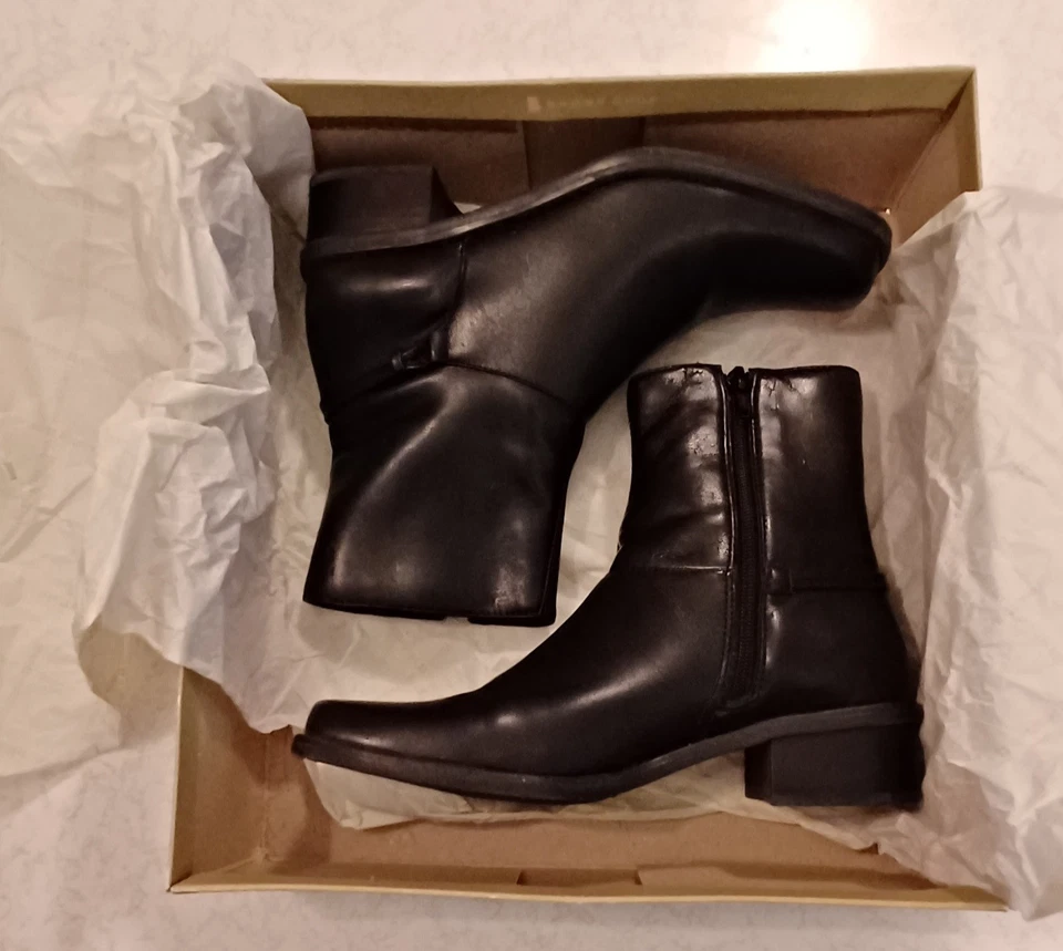 Naturalizer Zapatos Mujer DEPOT Negro Suave 6.5 N Cuero Botines Vestido Botas Foto 4 de 4