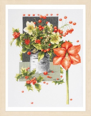 Lanarte Counted Cross Stitch Kit: Holly Jolly Amaryllis: Aida