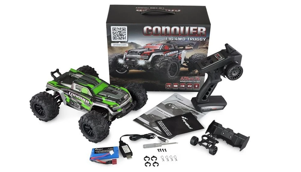 AMEWI / Conquer Race Truggy Spazzolato 4WD 1:16 RTR Verde / 22604 - Immagine 2 di 4