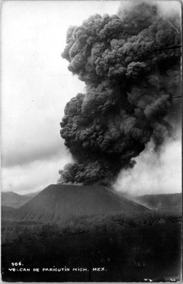 Michoacan Mexico Paricutin Volcano Eruption RPPC Real Photo 1940s Postcard