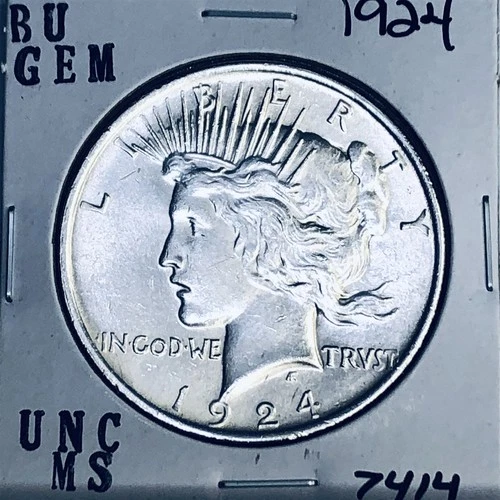 1924 P BU GEM PEACE SILVER DOLLAR UNC MS+++ U.S. MINT RARE COIN 7414