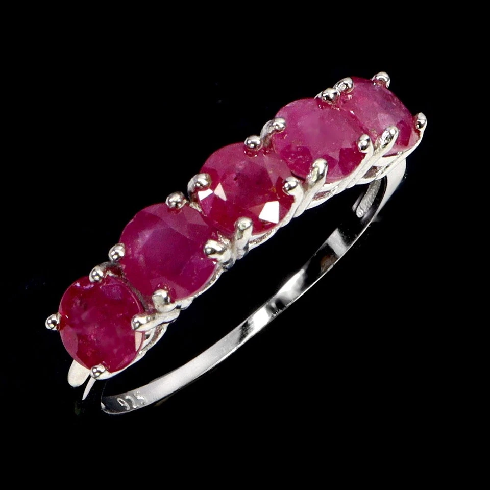 925 Sterling Silver Ring Round Ruby 4mm Natural Gemstone Jewelry Size 7 - Image 2 of 4