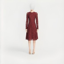 OSCAR DE LA RENTA Size 10  Burgundy Lace Fit & Flare Dress Excellent Condition
