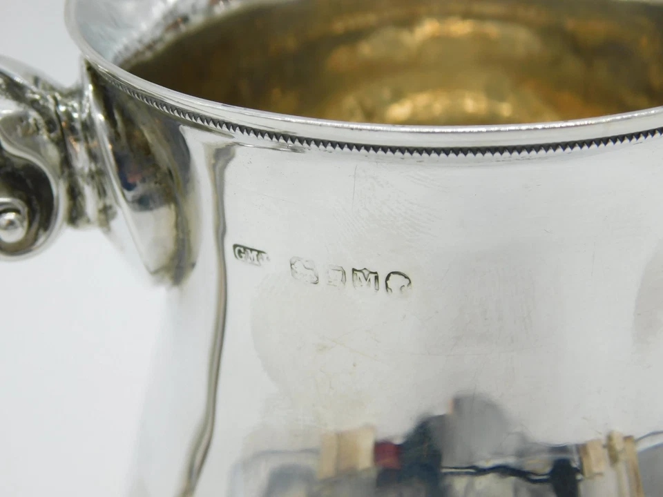 Victorian Sterling Silver Scrolled Baluster Pint Tankard Antique 1887 London - Image 3 of 4