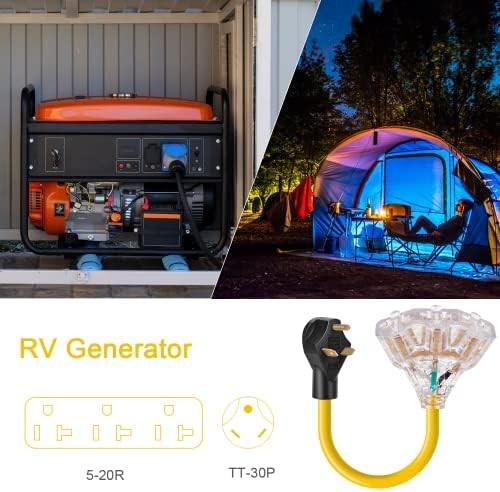 30 Amp to 15 Amp Generator Adapter Cord 1.5ft