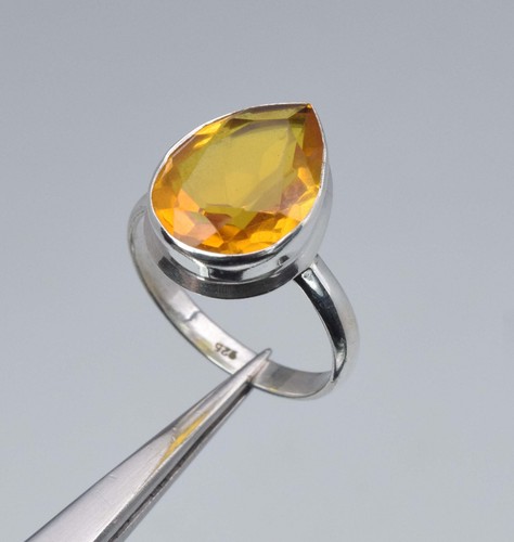 NOVICA Handmade Citrine Cocktail Ring - .925 Sterling Silver, Faceted Yellow Stone, "Majestic" Design From Indonesia