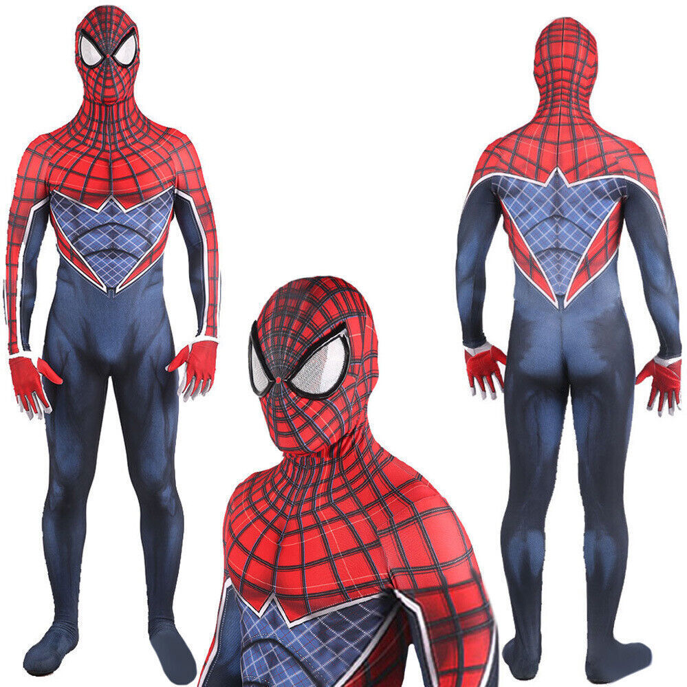 The Punk Spider-Man Jumpsuit Cosplay Zentai 3D Bodysuits Costume Halloween Adult