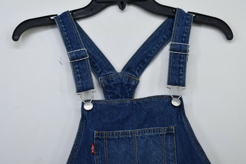 Levis Big Girls Blue Cuffed Cotton Denim Jean Overalls Jumpsuit Short Tall 12R - Picture 3 of 10