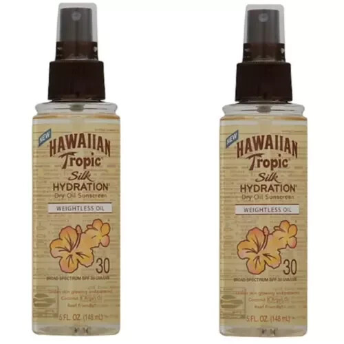 2X Hawaiian Tropic Silk Hydration Weightless Dry Oil Sunscreen SPF 30, 5 fl oz - Picture 1 of 1