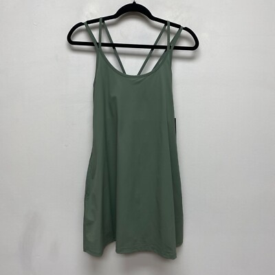 Fourlaps Womens Green Crisscross Back Cami UPF Lined Vitality Mini Dress M $118