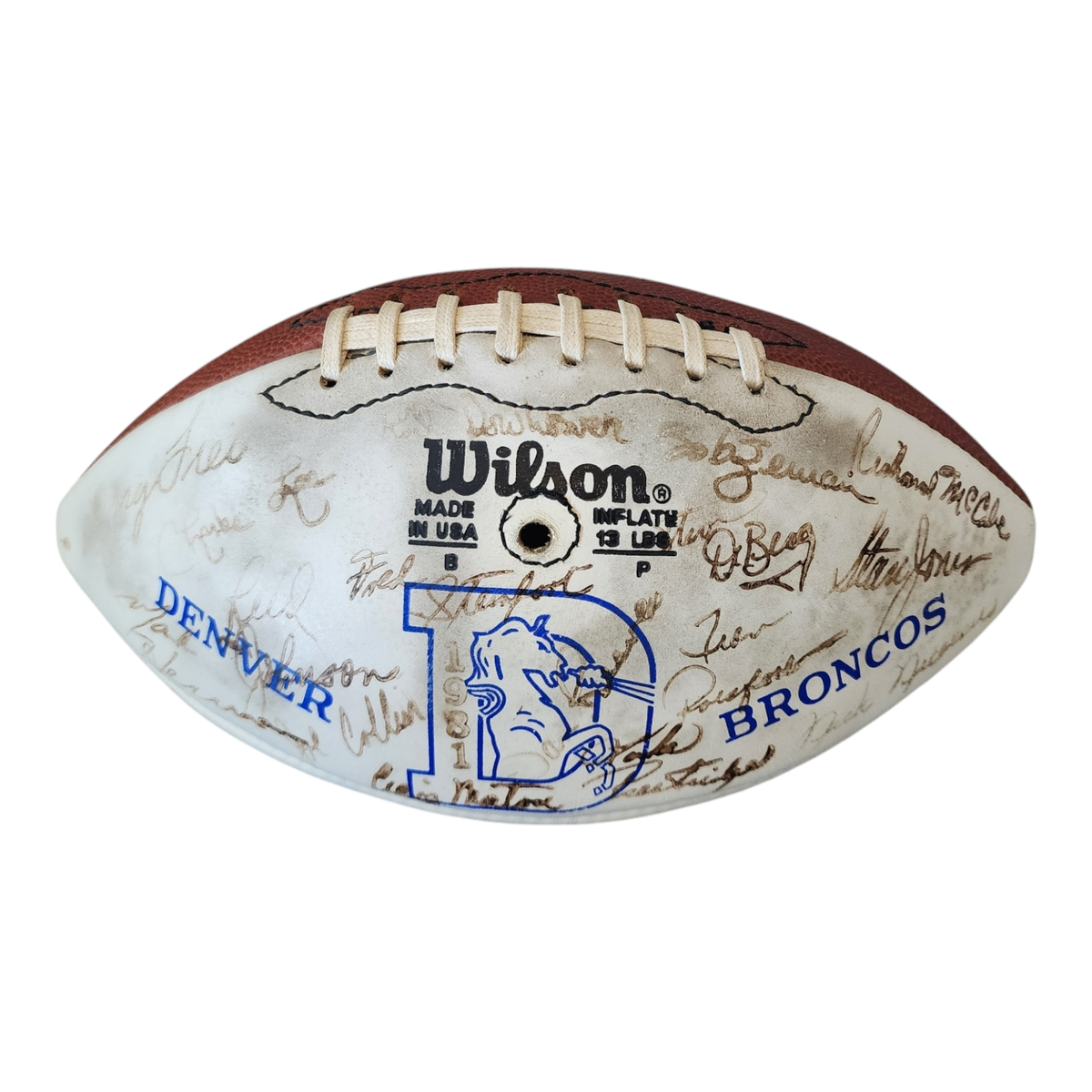 1981 DENVER BRONCO TEAM SIGNED WILSON NFL FOOTBALL TOM JACKSON