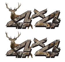 2 Pack 4x4 Deer Camo Decal Sticker Chevy Silverado Gmc Dodge Ram Ford Sierra