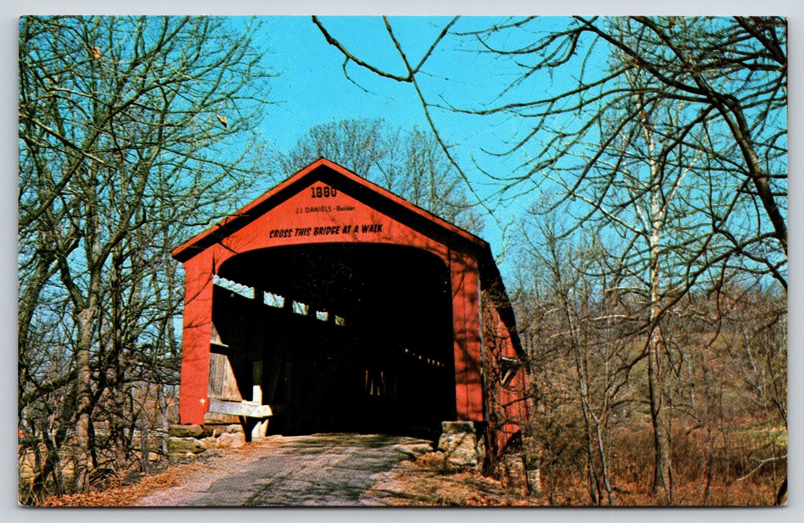 Original Vintage Antique Postcard Red Covered Bridge Parke County Indiana