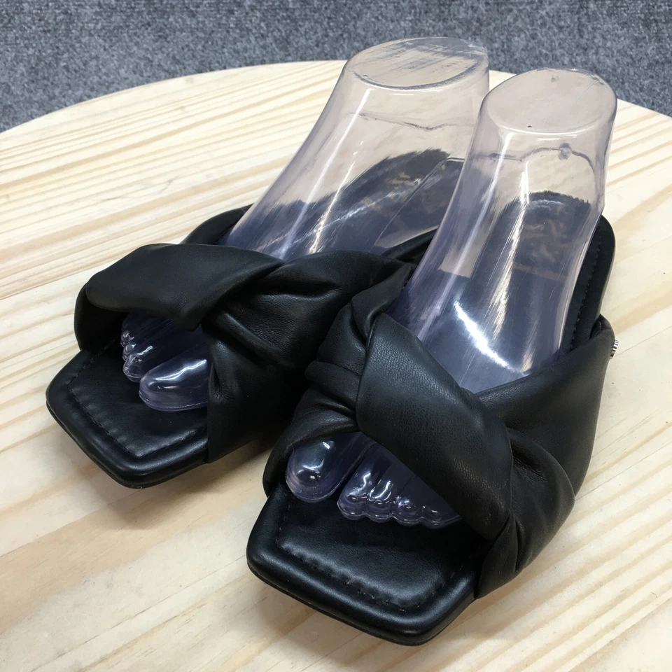 Sandalias Sam & Libby para mujer 9 negras Tallulah deslizables nudo torcido punta abierta planas Foto 3 de 4