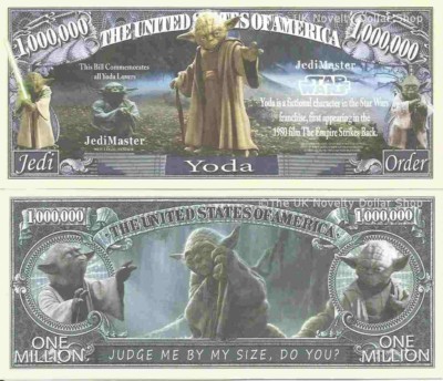 Yoda Star Wars Jedi Meister Judge Me By My Size Do You Million Dollar Bills x 2
