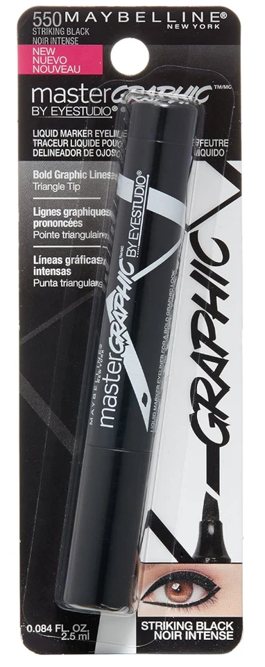 New (2) MAYBELLINE Eye Studio Master Graphic Liquid Eyeliner #550 Striking Black - Image 4 of 4
