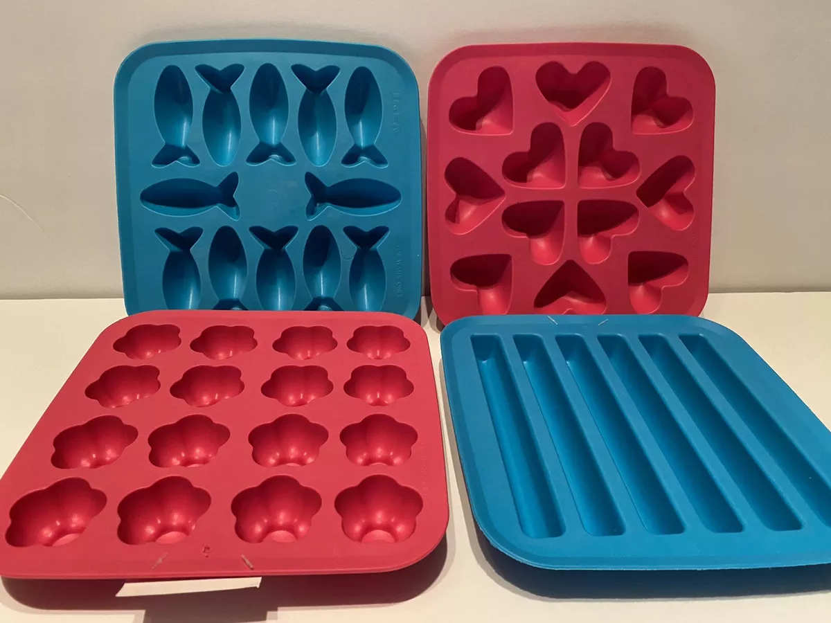 Ikea Ice Cube Trays Flexible Silicone Flower Shape 16 Cubes per Tray #22092