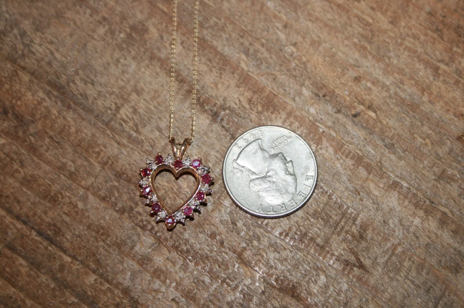 10K Solid Yellow Gold Natural Round Ruby & Diamon… - image 4