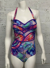 HIGH DIVE by ModCloth Size S 'Set the Serene' Watercolor Floral Layer Swimsuit