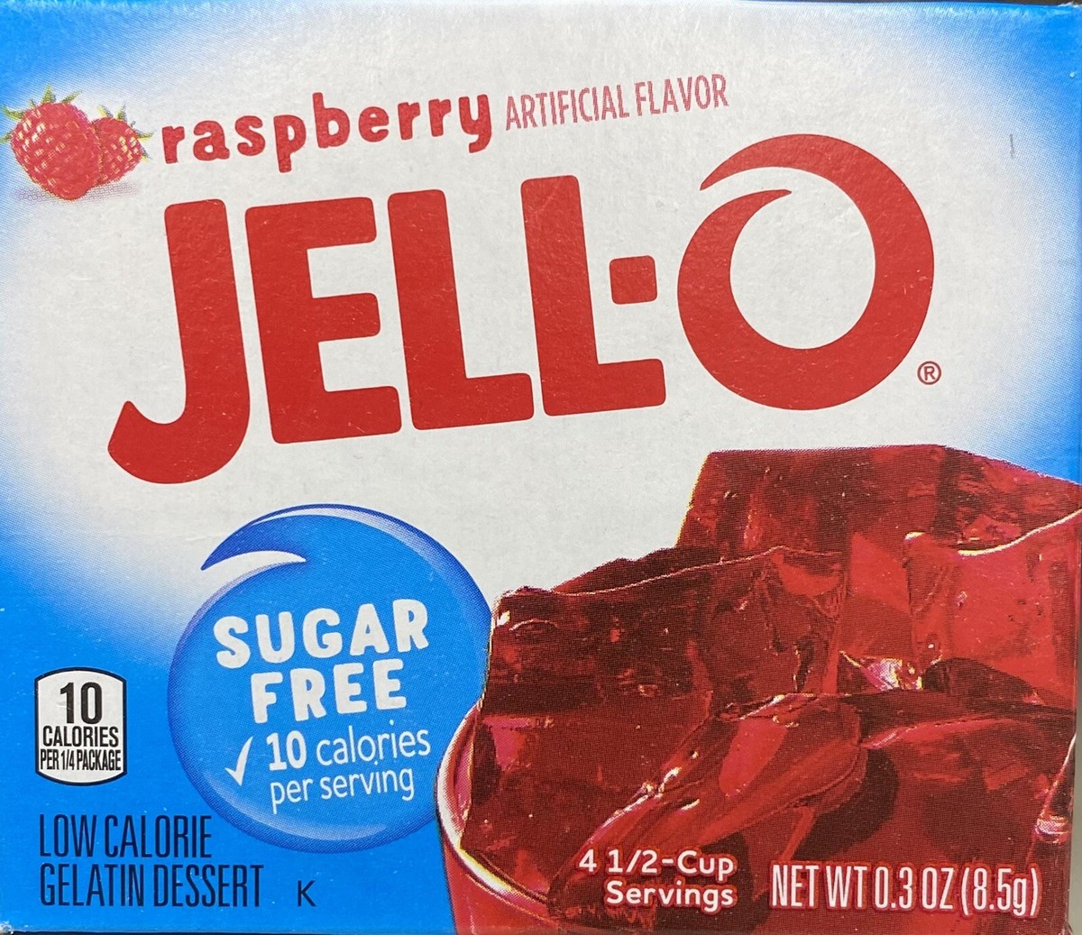 Jello RASPBERRY SUGAR FREE Gelatin Dessert 0.3 oz Box Jell-O - NEW
