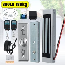Door Access Control System Electric Magnetic Lock w/ 2 Wireless Remote Controls