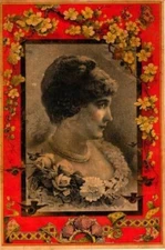 Woman with birds - print decal sticker trunk liner paper chest steamer vintage