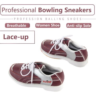 Female Genuine Leather Soft Bowling Sneakers Ladies Non-slip Lace Up Sport Shoes