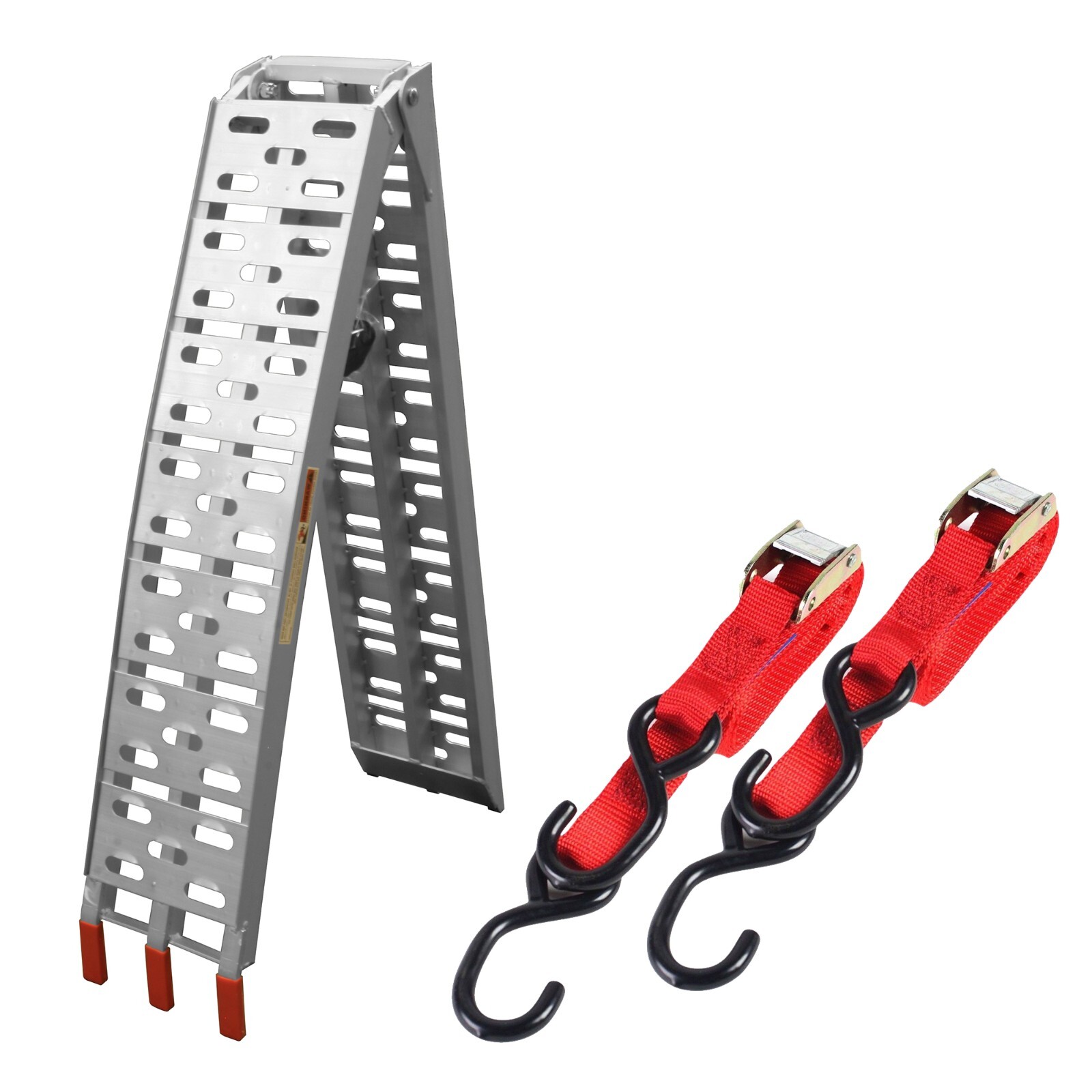 Motorcycle Aluminium Loading Ramp + Tiedown Straps Motorbike Transport