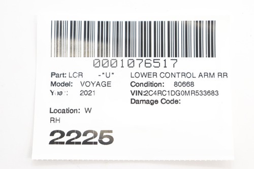 2020 - 2025 CHRYSLER VOYAGER REAR RIGHT SIDE LOWER CONTROL ARM OEM 68218021AA - Picture 11 of 11
