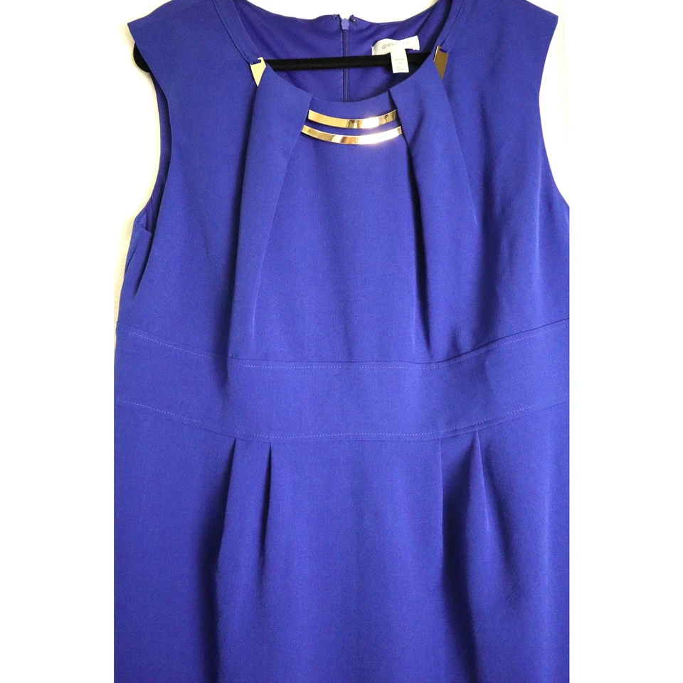 Vestido Vaina Azul DressBarn Sin Mangas Hasta la Rodilla Lápiz Elastizado Talla 14 Verano Foto 3 de 4