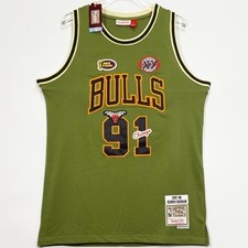 Dennis/ 91/Rodman/Bulls/Stitched/Jersey/Green/S/M/L/XL/2XL