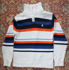 Boy's Izod Size 6 Pullover Striped Sweater 1/4 Zip 100 Cotton Logo Mock Neck