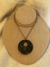 Genuine Gemstone Pendant On Gold Tone Chain