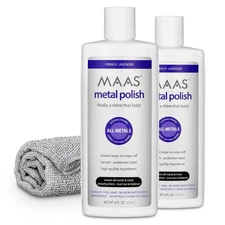 MAAS Metal Polish 8-Ounce Bottle (2 Pack) Free Cloth, Universal Metal Cleaner...