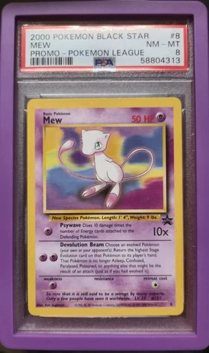 Mew #8 - WoTC Black Star Promo - 2000 Pokémon League - PSA 8