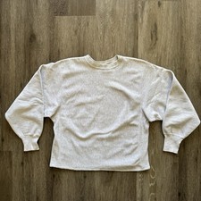 Vtg 90s Champion Reverse Weave Gray Blank Sweatshirt Cropped Woman Size Large