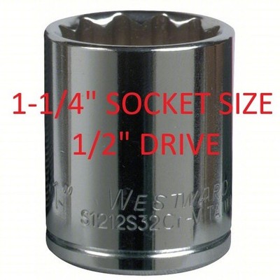 1/2 in Drive, 1 1/4 in Socket Size, 12-Point, WESTWARD 5MV38 , 1.25, 1-1/4'' SIZE