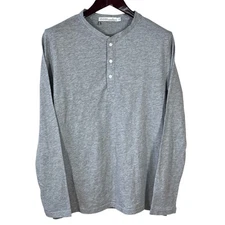 Criquet Golf Henley Shirt Mens M Gray 100% Cotton Long Sleeve Preppy Casual