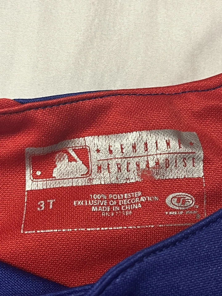 True Fan Texas Rangers Baseball Jersey Children’s 3T Blue & Red Short Sleeve MLB - Image 3 of 4