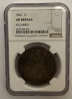 1842 Seated Liberty Dollar Silver NGC Graded AU Details Cleaned