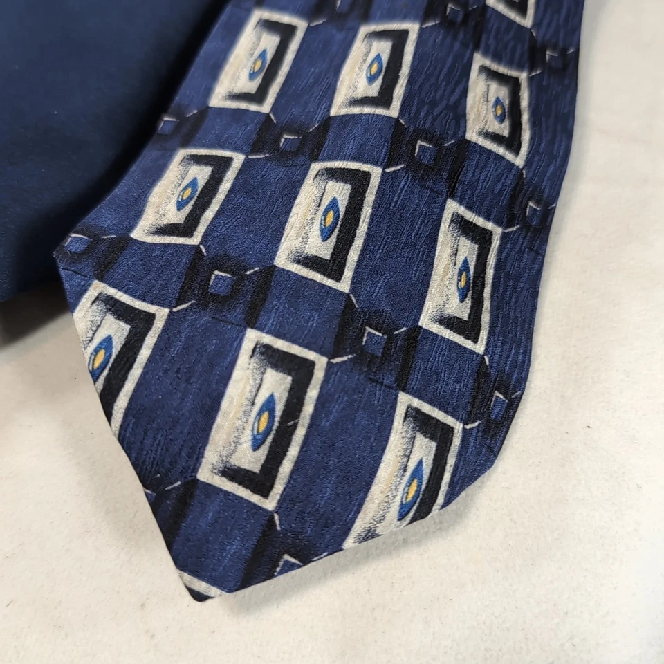 Juego de 2 corbatas Arrow Trump 100 % seda cuello azul patrón geométrico liso Foto 2 de 4