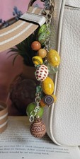 Upcycled Colorful Beaded Keychain Bag Charm With Mixed Beads and dangle chain