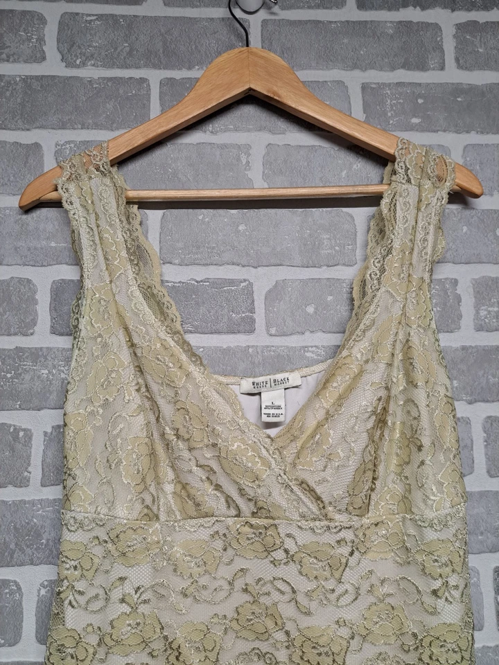 White House Black Market Y2K Floral Lace Babydoll Tank Top Womens Size Large - Image 4 of 4