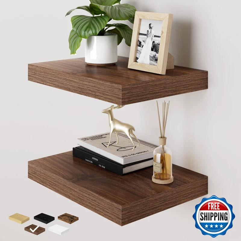 Richfocus Deep Floating Shelves For Wall 2 Pack 12 D 16 Inch Wall Shelves For
