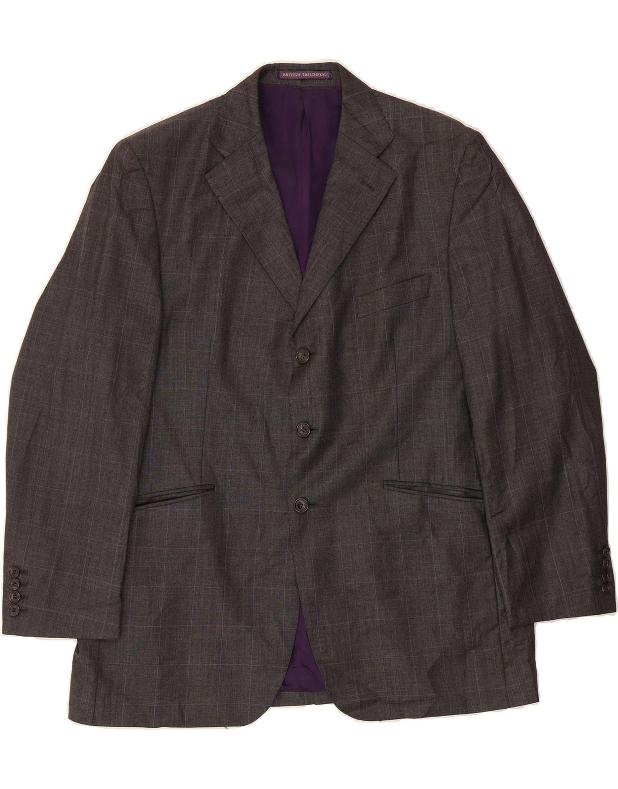 MARKS & SPENCER Mens 3 Button Blazer Jacket UK 42 XL Grey Check Wool AG01