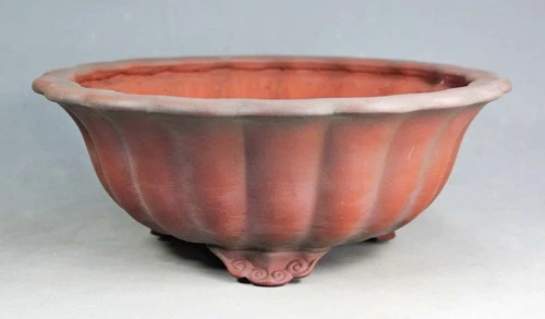 Tokoname Flower-shape Bonsai Pot by Bigei, #A5200 : 252*252*H98mm