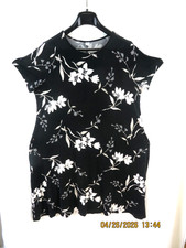 OLD NAVY SZ L Rayon/Spand Black Floral Soft Flowy Knit-Cloth Swing A-Line Dress